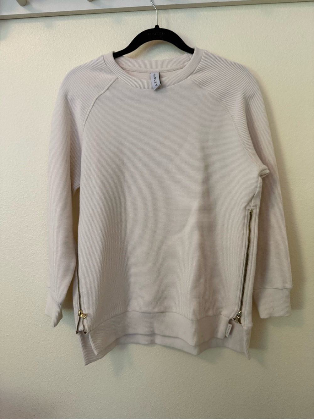 Varley Cream Crewneck Ribbed Sweatshirt SZ XS